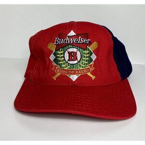 VINTAGE Budweiser baseball cap red blue two tone double embroidery logo snapback